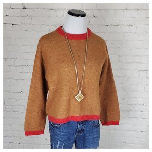 Free People Grandpa Crew Neck Sweater Maplewood Brown Size XS